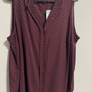41 Hawthorn Sleeveless Blouse - Burgundy and Black